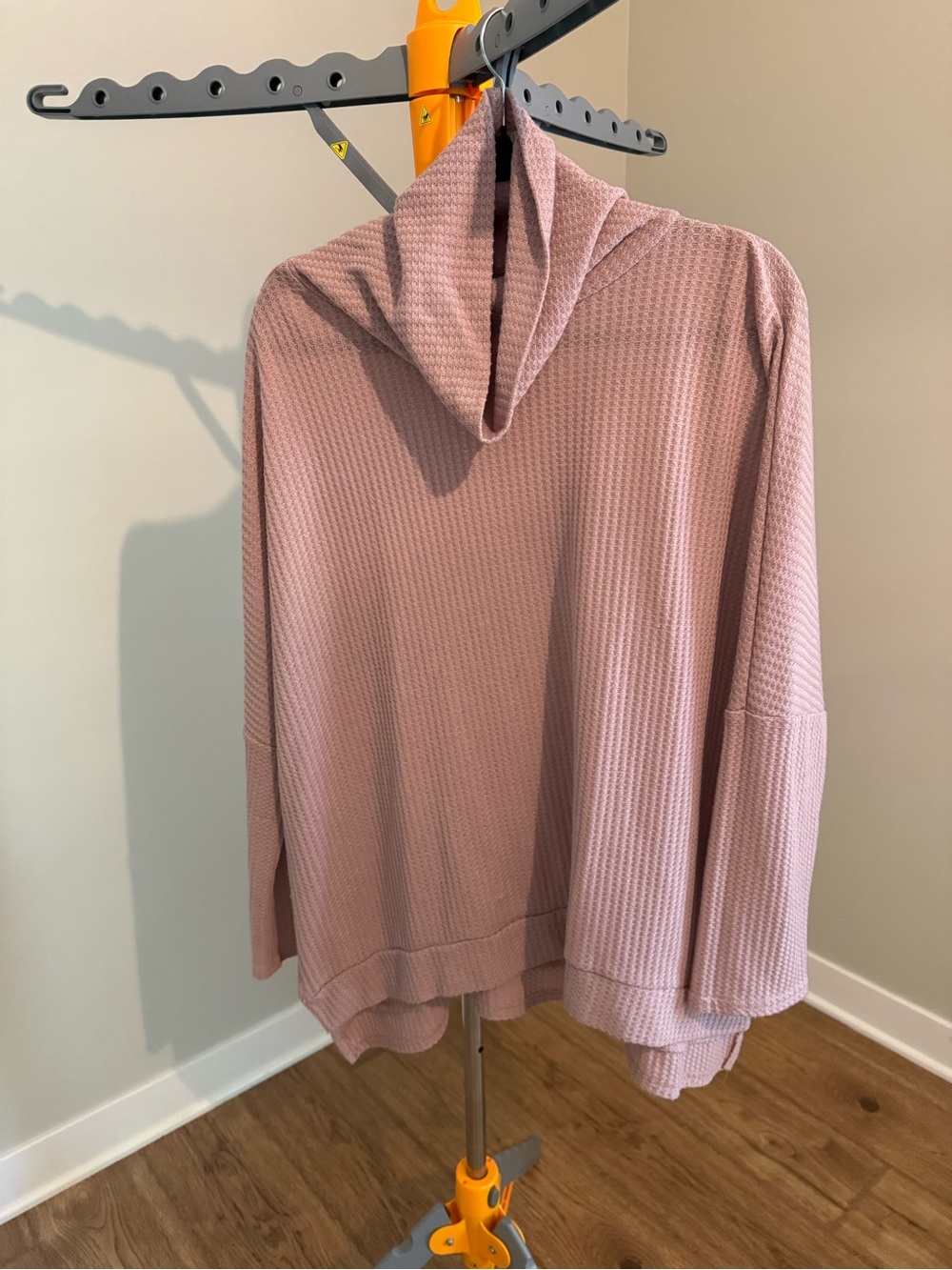 Cozy Cowl-Neck Waffle Tunic in Dusty Rose